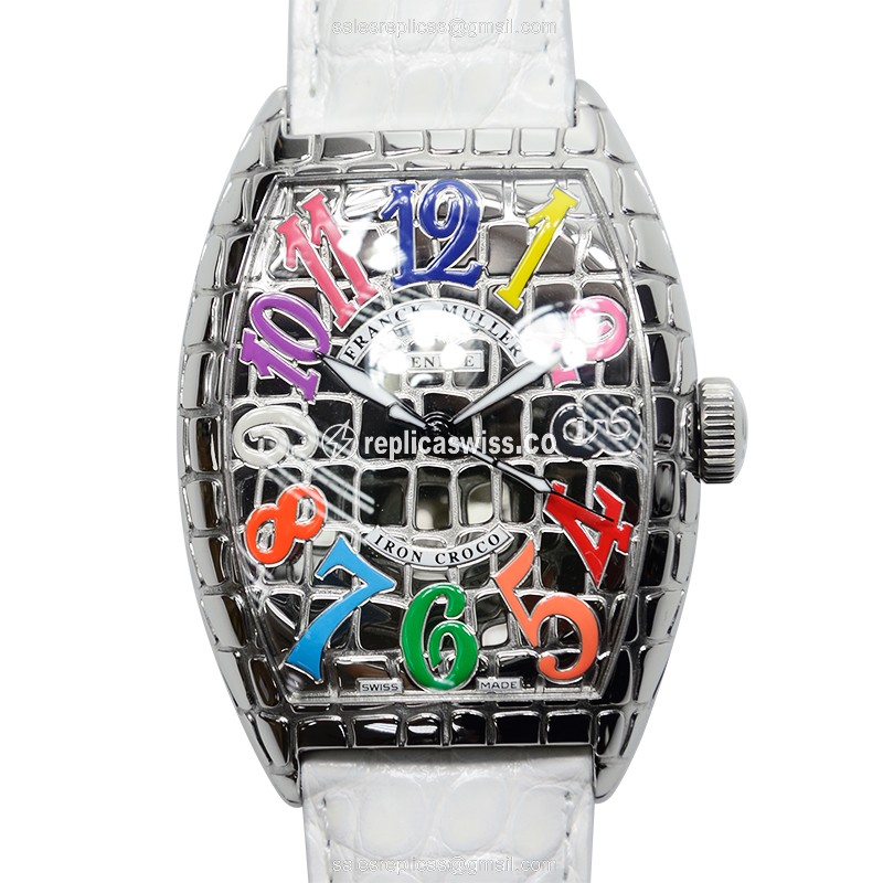 Franck Muller 8880 SC Iron Croco Replica with Silver Dial & Automatic Movement, Stainless Steel