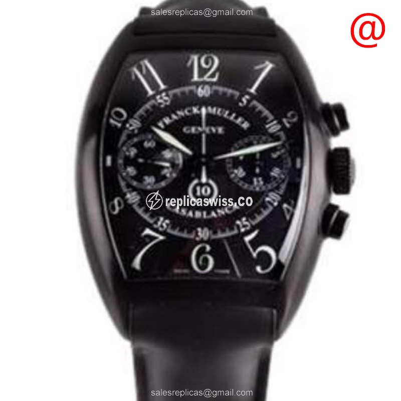 Franck Muller 8885 C Casablanca Automatic Titanium Watch | Black Dial, Rubber Strap