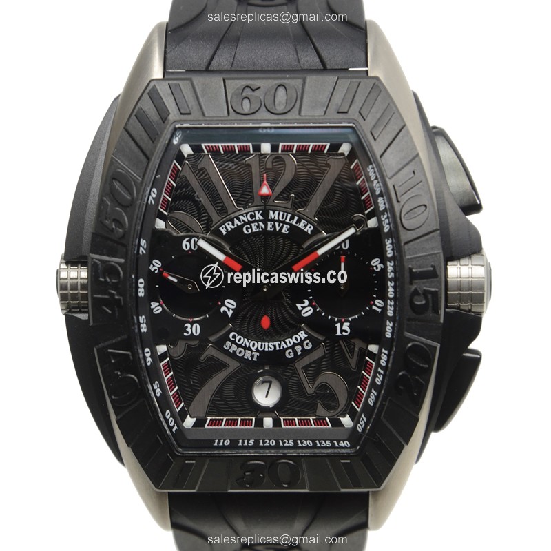 Franck Muller 8900 CC DT Conquistador GPG: Automatic Titanium Case, Black Dial Rubber Strap