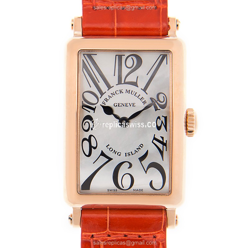 Franck Muller 902 QZ MOP Long Island Replica | White Dial, 18kt Rose Gold Case Watch