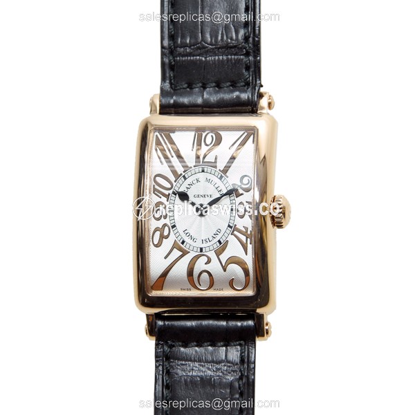 Franck Muller 902 QZ REL Long Island Replica, Silver Dial, 18kt Rose Gold Case, Leather Strap Watch