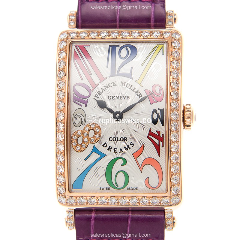 Franck Muller 952 Long Island Replica | Silver Dial, 18kt Rose Gold Case & Alligator Strap Watch