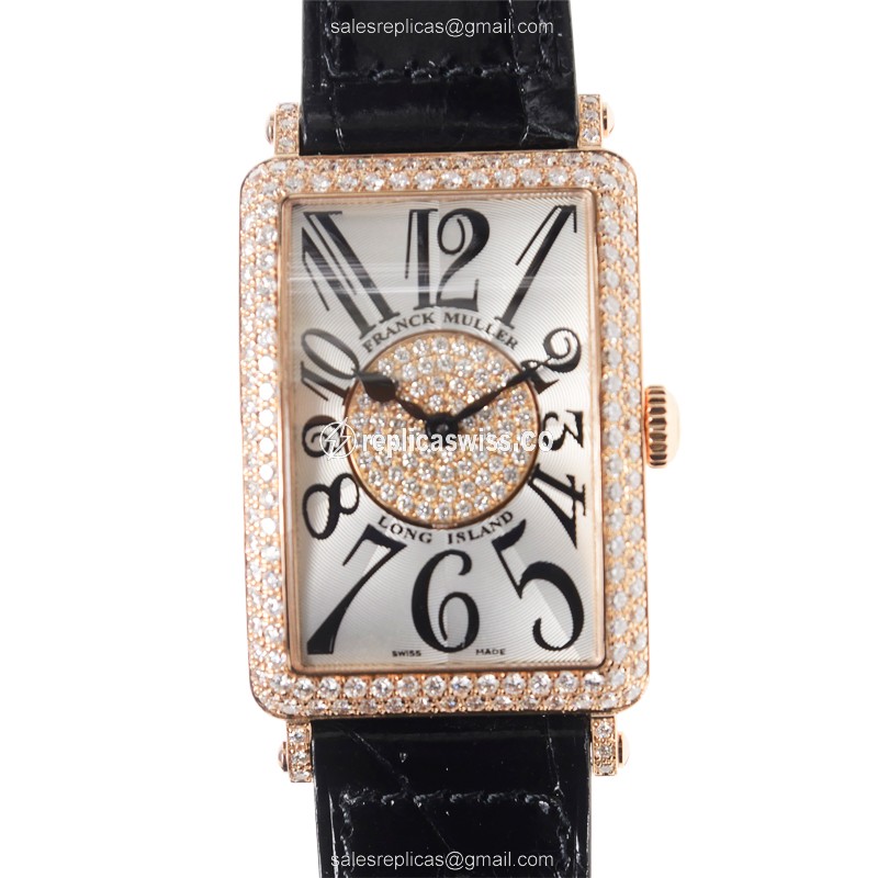 Franck Muller 952 QZ D 1P Long Island Quartz Watch | 18kt Rose Gold Case | Silver Dial