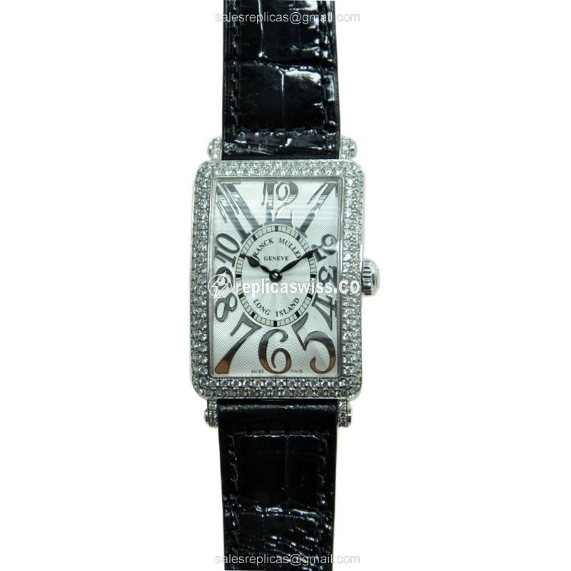 Franck Muller 952QZ REL D Long Island Replica | Quartz Movement, 18kt White Gold Case Watch