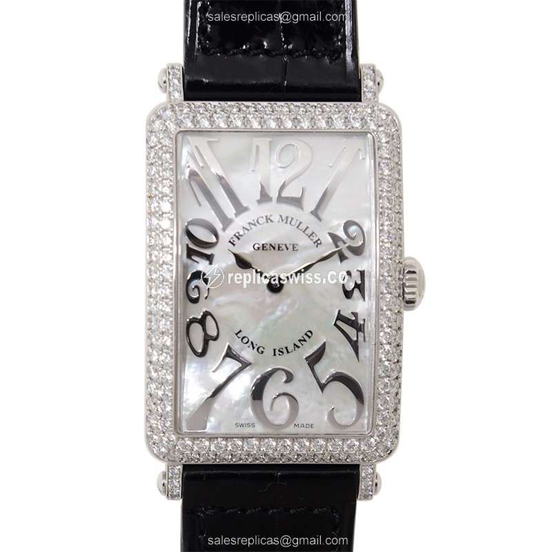 Franck Muller 952QZ Replica with White Crystal Dial, 18kt White Gold Case & Diamond Accents Watch