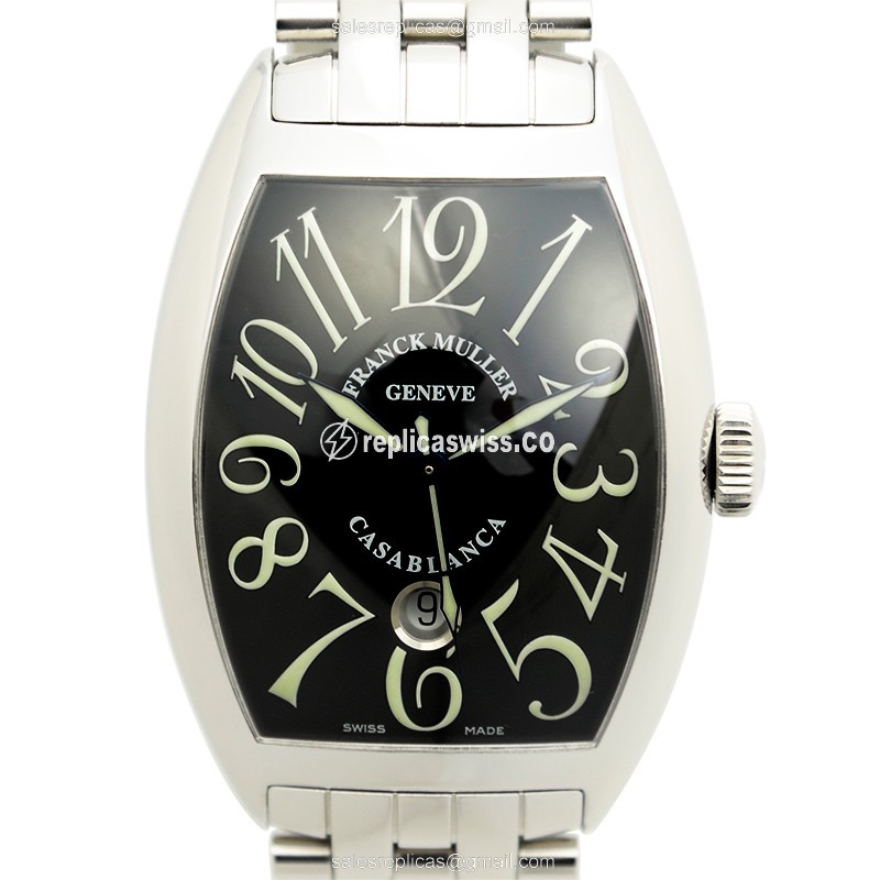 Franck Muller CINTREE CURVEX Automatic Black Dial Steel Case Silver Strap Sapphire Crystal Watch