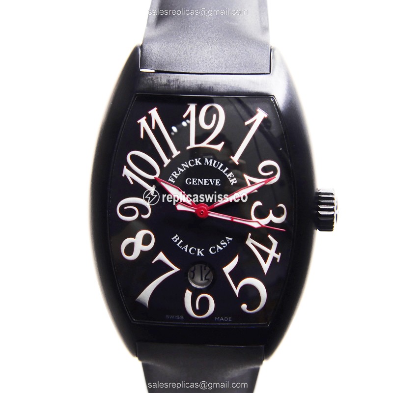Franck Muller Cintree Curvex Black Dial Titan Automatic; Rubber Strap Sapphire Crystal Watch