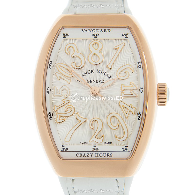 Franck Muller V 32 CH Replica in 18kt Gold, Automatic Movement with White Dial & Leather Strap Watch