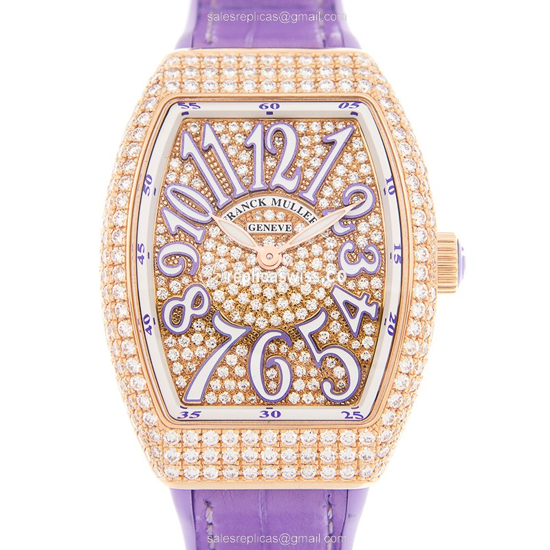 Franck Muller V 32 QZ D CD Vanguard Quartz Replica, 18kt Rose Gold Case, Silver Dial Watch