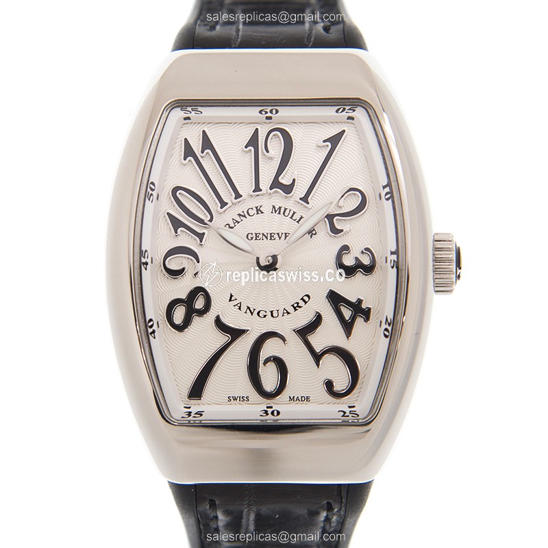 Franck Muller V 32 QZ Vanguard | White Dial, Stainless Steel Case & Black Alligator Strap Watch
