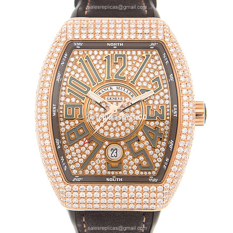 Franck Muller V 41 SC DT D CD Vanguard Replica | Automatic Movement, 18kt Rose Gold Case & Diamond