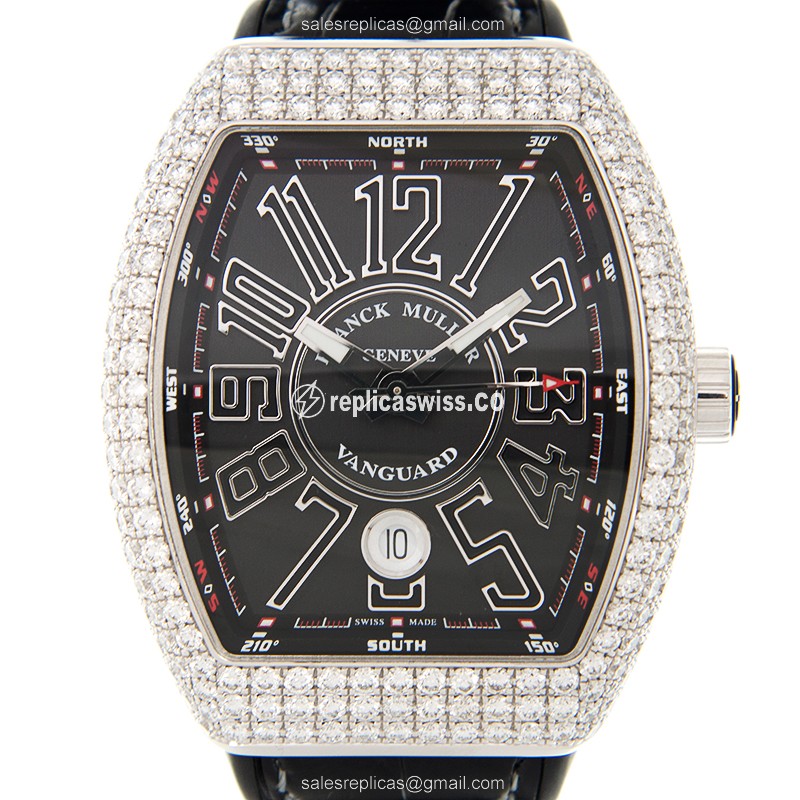 Franck Muller V 41 SC DT D Vanguard Replica | Automatic Movement, 18kt White Gold Case & Black Dial