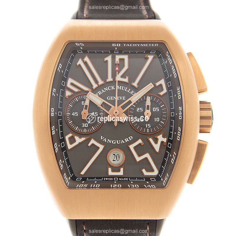 Franck Muller V 45 CC DT Vanguard Replica, Automatic Movement, 18kt Rose Gold Case, Gray Dial Watch