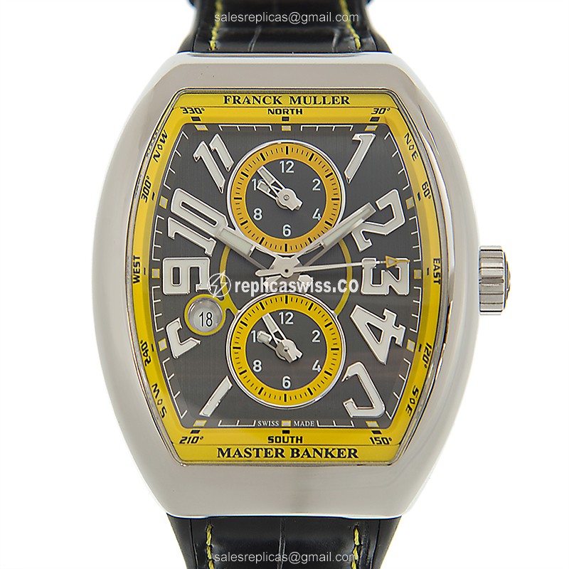 Franck Muller V 45 MB SC DT Vanguard | Automatic Movement | Gray Dial | Leather Strap Watch