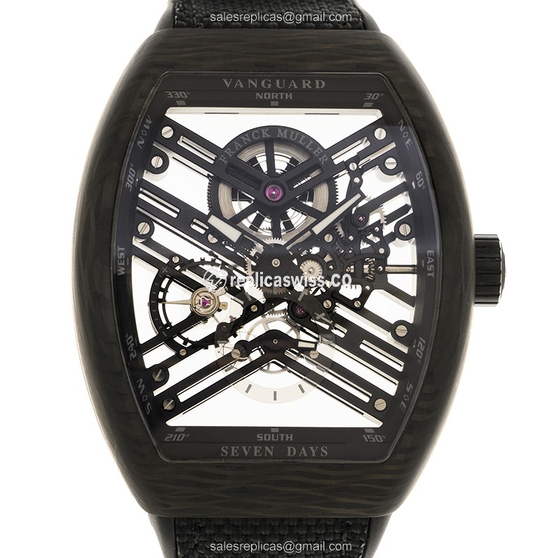Franck Muller V 45 S6 SQT Carbon NR Vanguard, Automatic Movement, Stainless Steel Case, Black