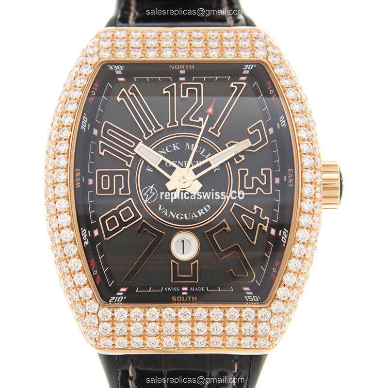 Franck Muller V 45 SC DT D Vanguard Automatic | Black Dial, 18kt Rose Gold Case Watch
