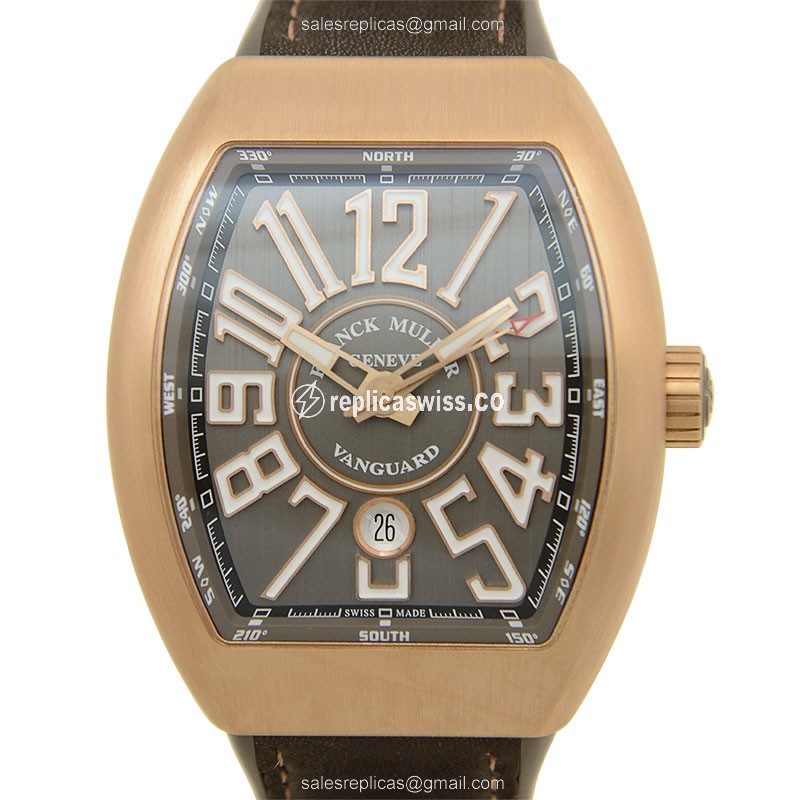 Franck Muller V 45 SC DT Vanguard — Automatic Movement, 18kt Rose Gold Case, Brown Leather Strap