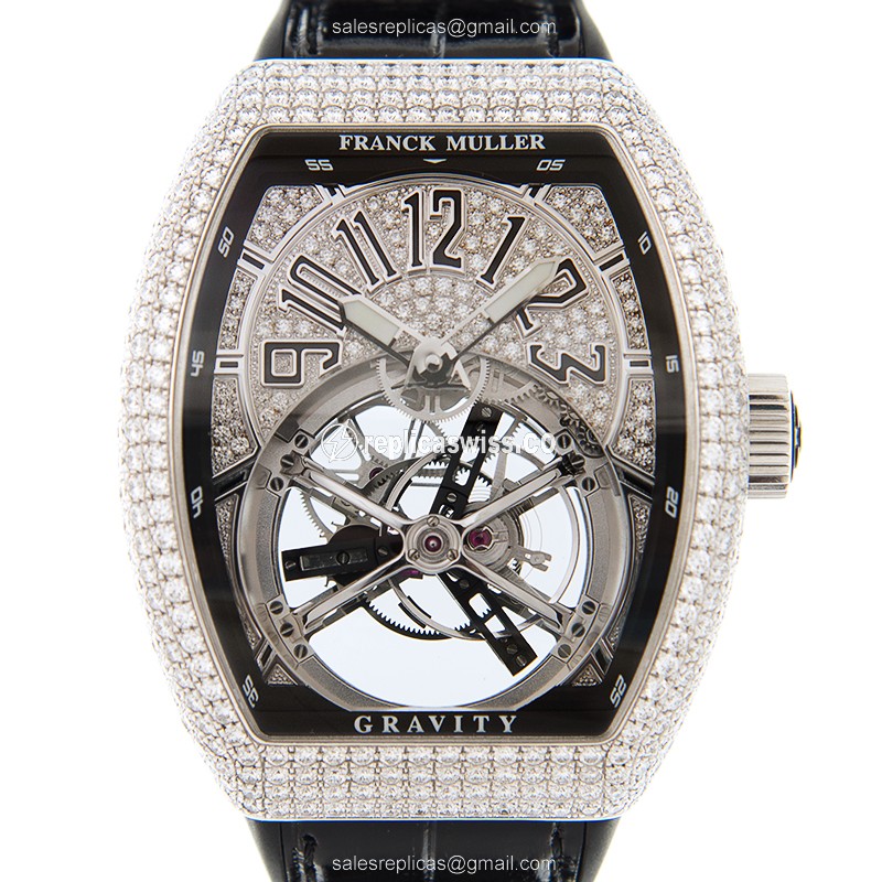 Franck Muller V 45 T Gravity CS D CD Vanguard Manual Wind 18kt White Gold Case, Silver Dial &