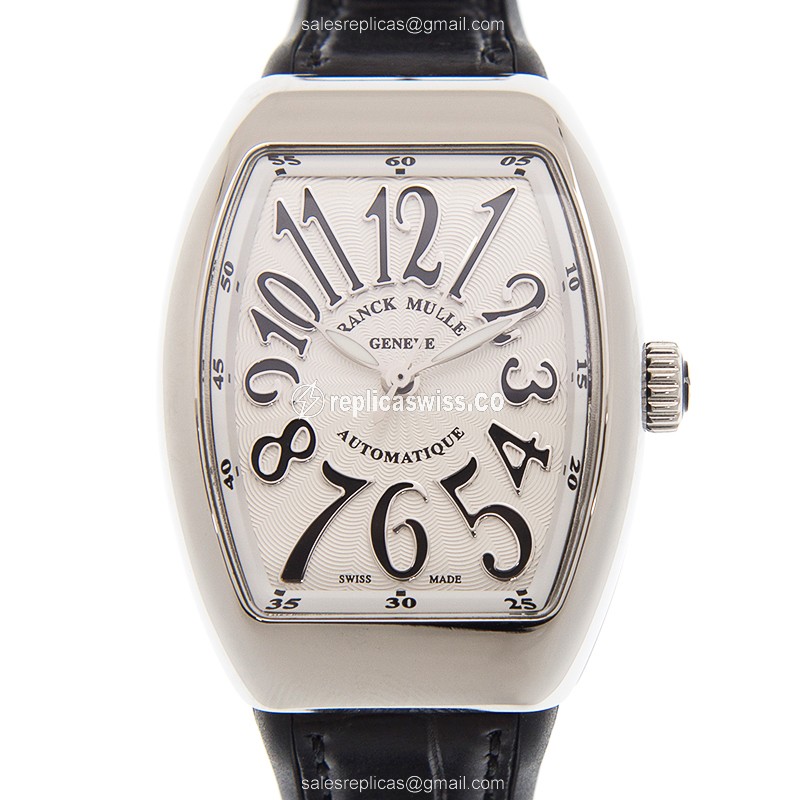 Franck Muller V29 SC Vanguard Automatic Steel Case, White Dial, Alligator Strap Watch