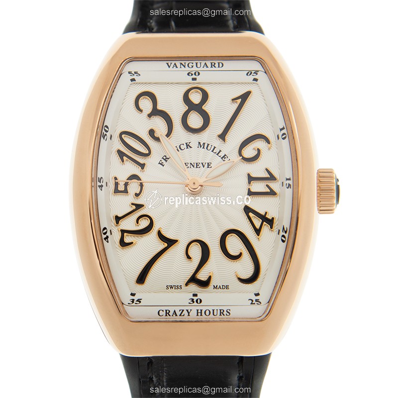 Franck Muller V32 CH Replica in 18kt Gold, Automatic Movement & White Dial, Leather Strap Watch