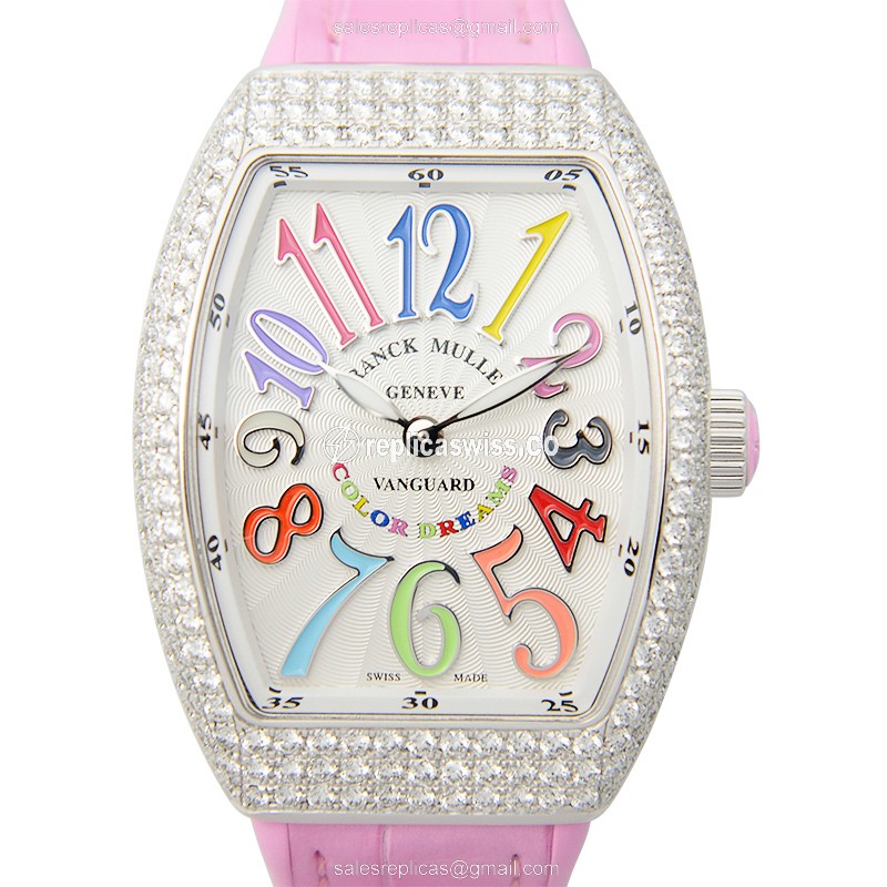 Franck Muller V32 QZ D COL DRM Vanguard Replica | Silver Dial, Stainless Steel Case & Diamond