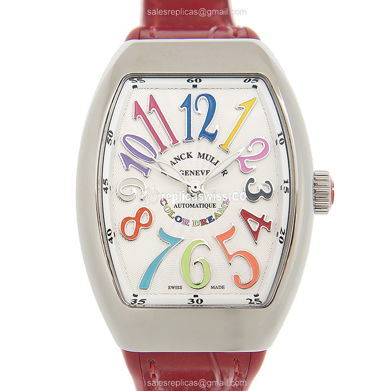 Franck Muller V35 SC COL DRM Automatic White Dial, Leather Strap & Sapphire Crystal Watch