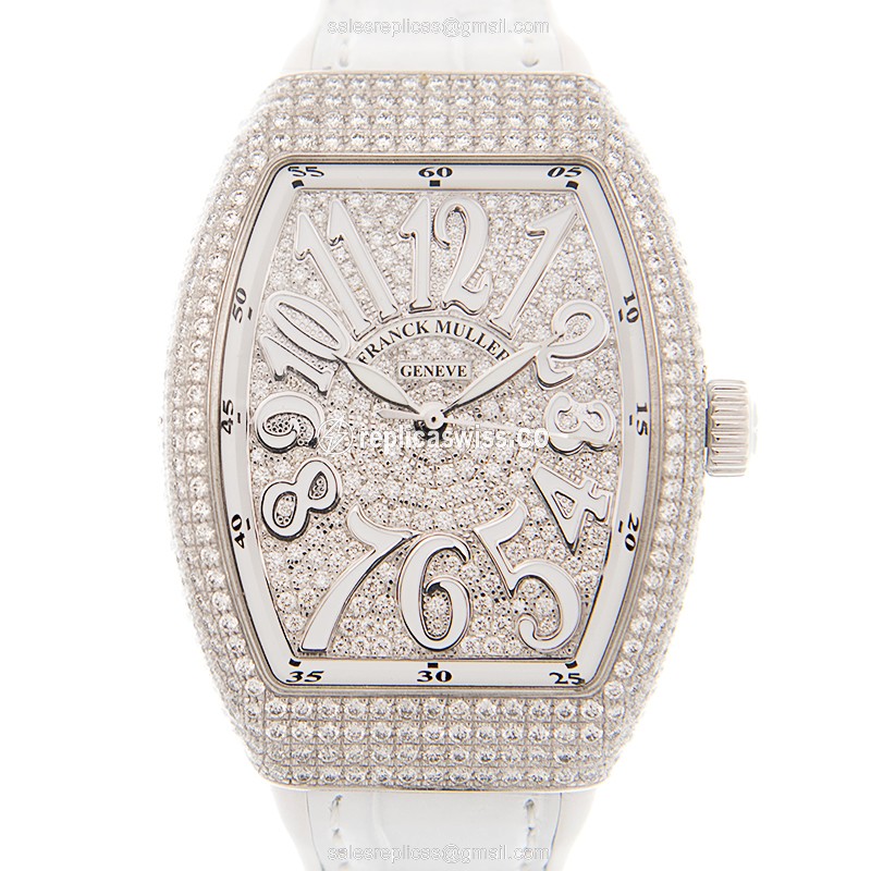 Franck Muller V35 SC Vanguard Automatic 18kt White Gold, Silver Dial, Alligator Strap Watch