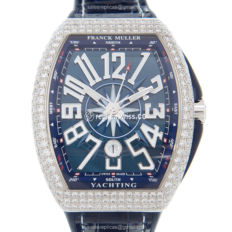 Franck Muller V45 SC DT D Yachting Blue Dial Automatic Steel & Diamond-Crystal Replica Watch