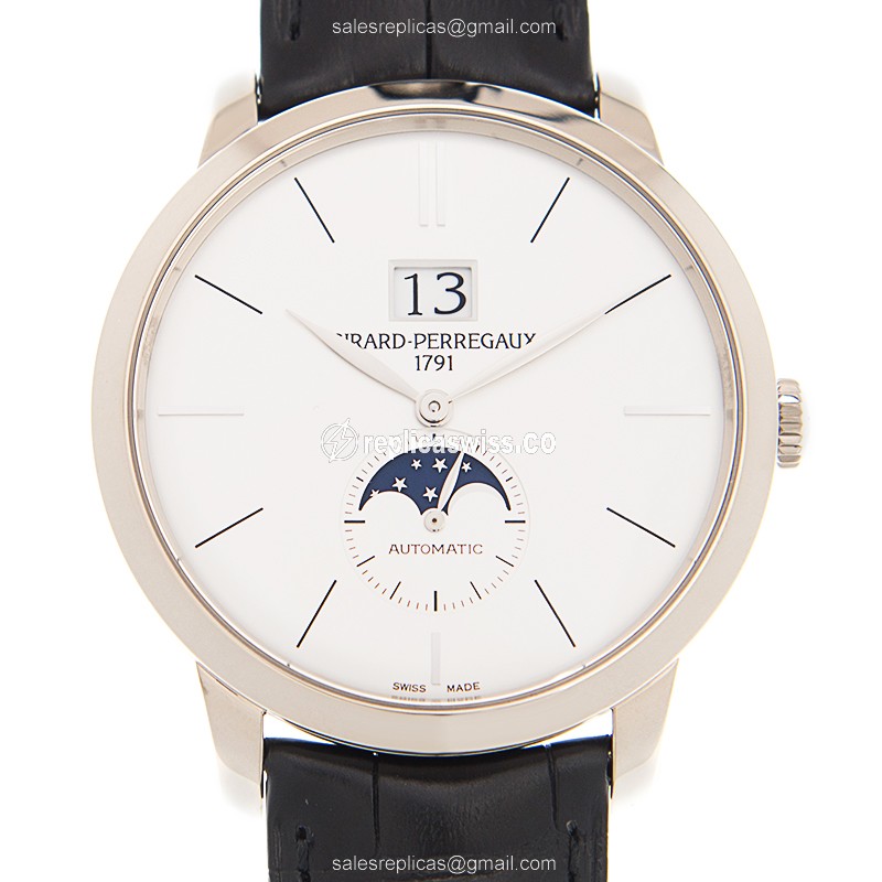 Girard Perregaux 1966 Automatic — 18kt Gold Case, Silver Dial, Black Alligator Strap Watch