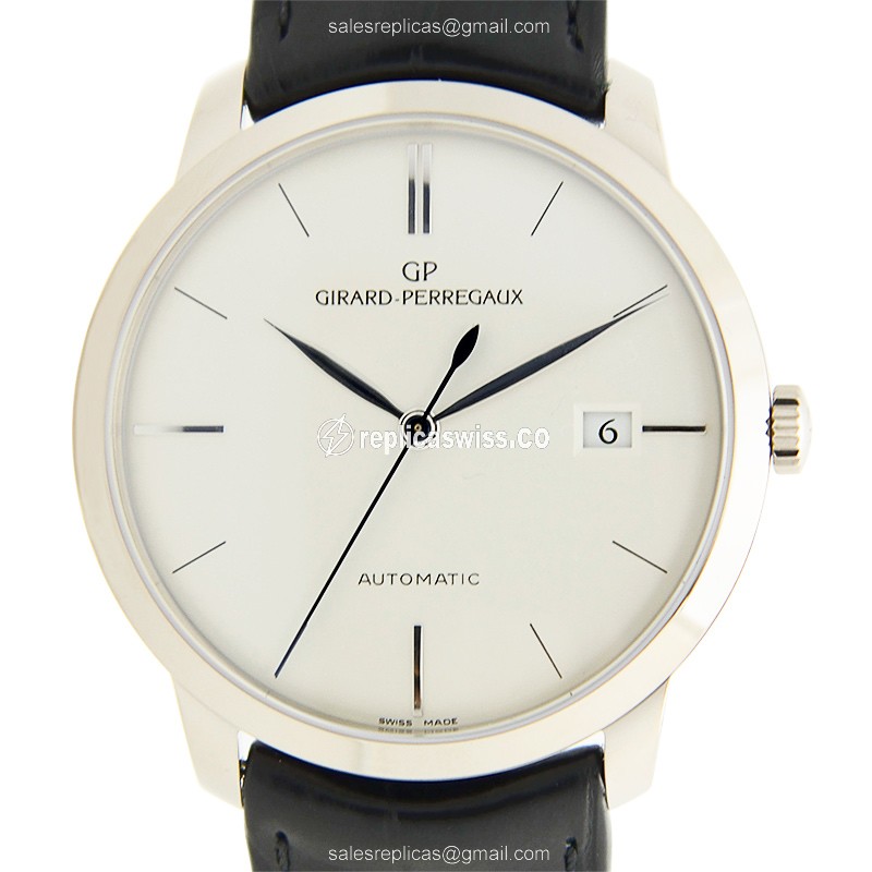 Girard Perregaux 1966 Automatic White Gold Replica with Sapphire Crystal & Alligator Strap Watch