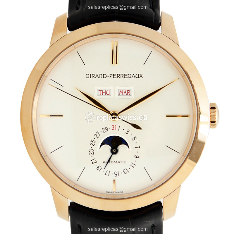 Girard Perregaux 1966 Replica, Automatic Movement, White Dial, 18kt Gold Case Watch