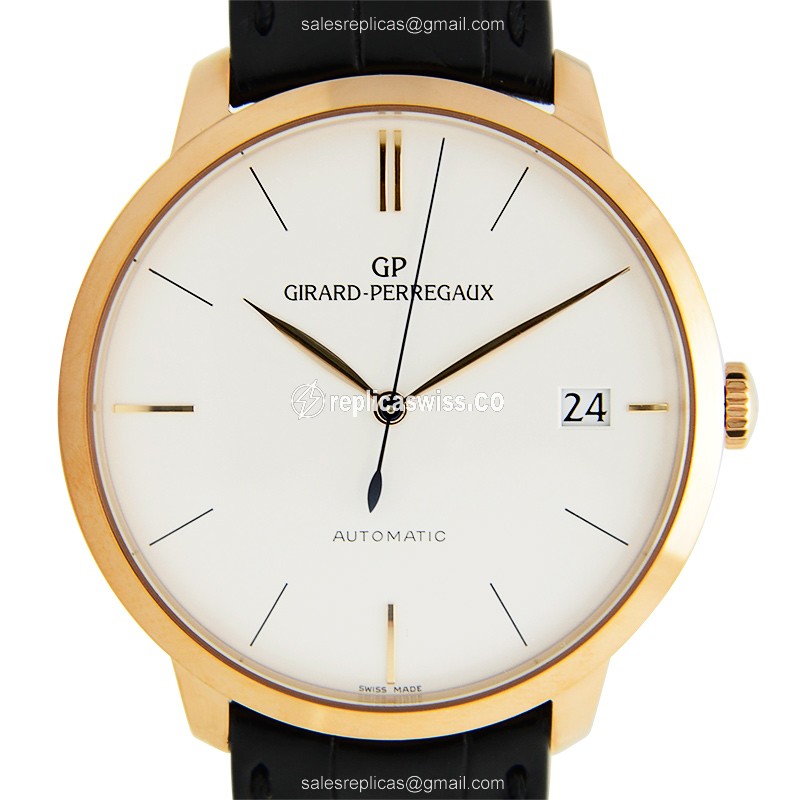 Girard Perregaux 1966 Replica in 18kt Gold, Automatic Movement & White Dial Watch