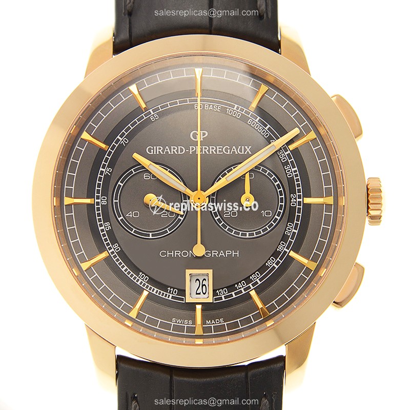 Girard Perregaux 1966 Replica in 18kt Rose Gold, Manual Wind, Gray Dial & Black Alligator Strap