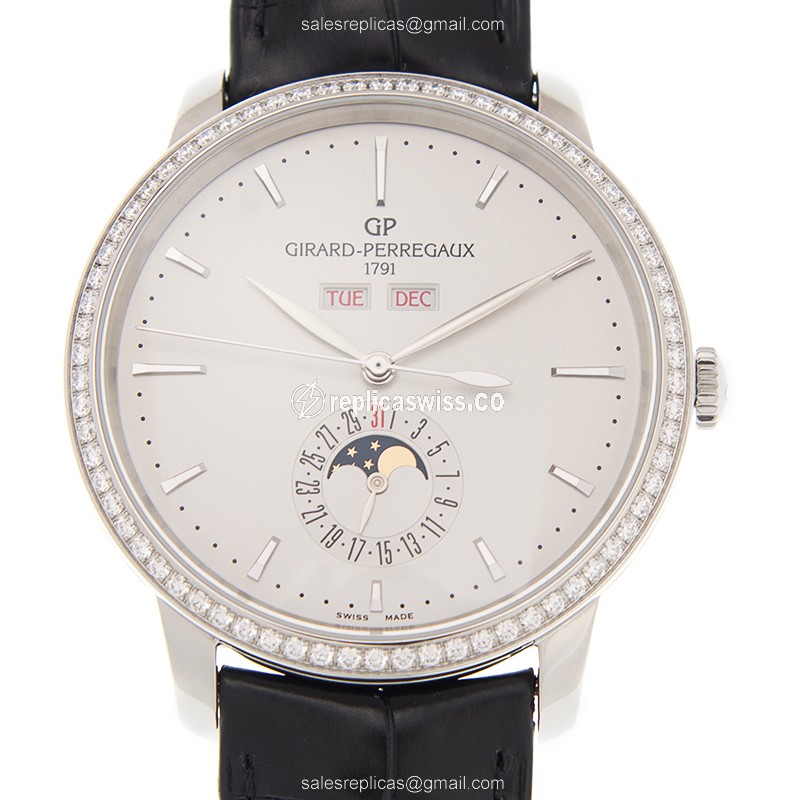 Girard Perregaux 1966 Replica in Stainless Steel & Diamond Bezel, Automatic Movement Watch