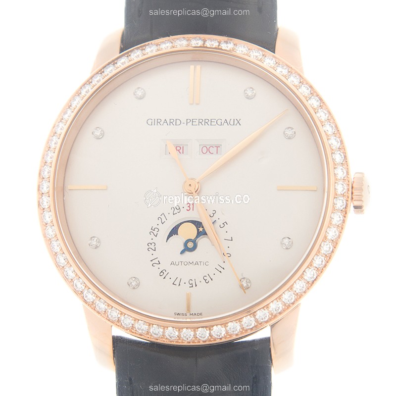 Girard Perregaux 1966 Replica in White Dial & 18kt Rose Gold Case, Automatic Movement Watch