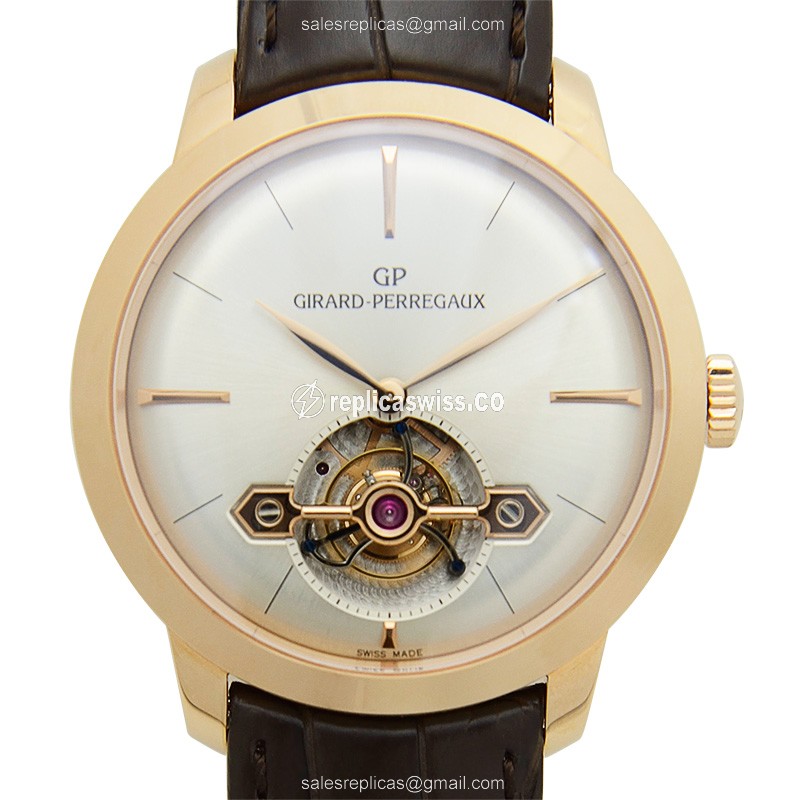 Girard Perregaux 1966 Replica Watch | Automatic Movement, 18kt Gold Case | White Dial & Alligator