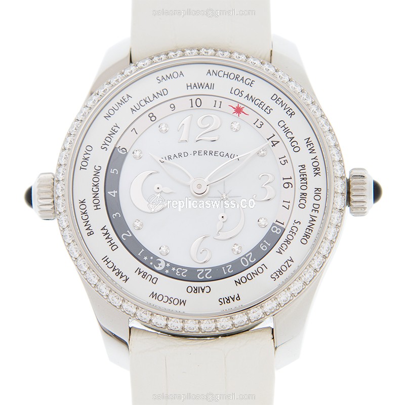 Girard Perregaux 49860D11A761-BK7A 1996 Automatic Watch, White Dial, Stainless Steel Case with