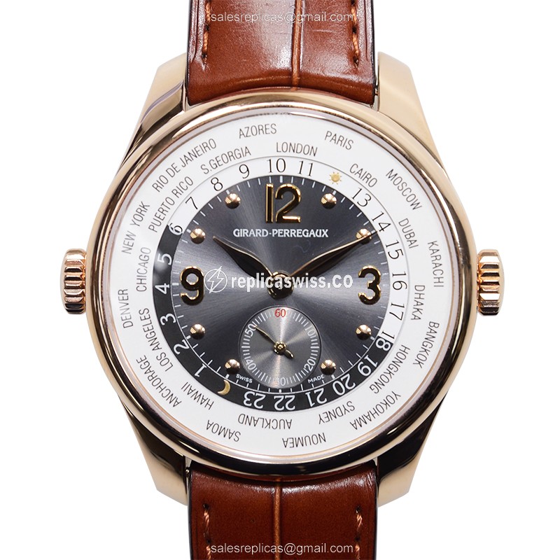 Girard Perregaux 49865-52-251-BACA Automatic Replica with Dark Grey Dial & 18kt Gold Case Watch