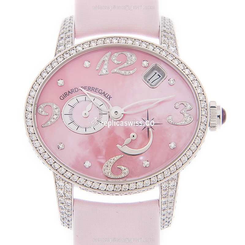 Girard Perregaux 80480D53P962-KK9D Replica, Automatic Movement, 18kt White Gold Case, Pink Leather