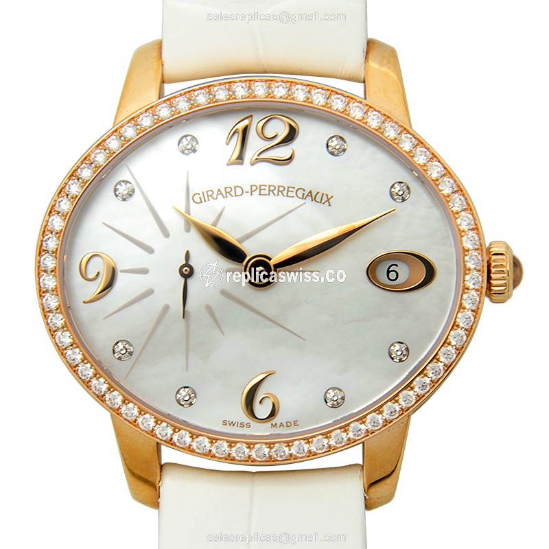 Girard Perregaux 80484D52A761BK7A Cats Eye Replica, Automatic White Dial, 18kt Gold & Diamond Bezel
