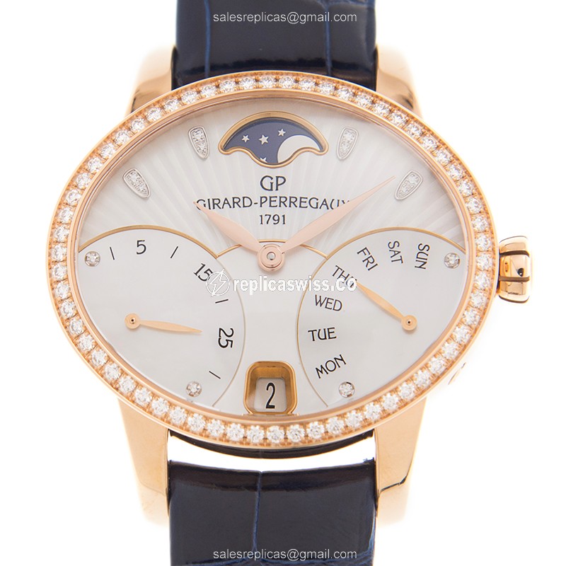 Girard Perregaux 80485D52A751 Replica Watch | Automatic Movement, White Dial, 18kt Rose Gold Case