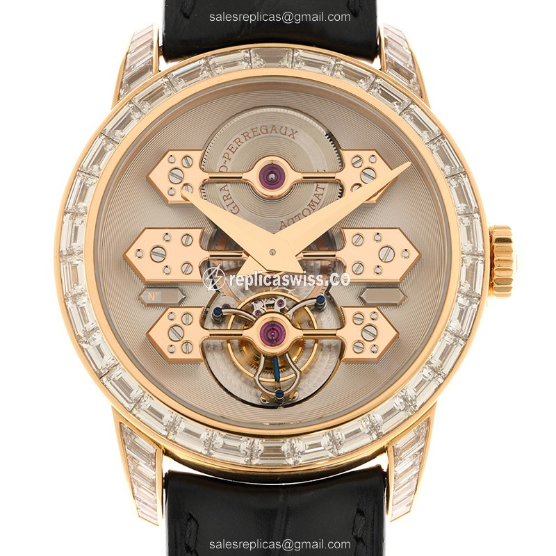 Girard Perregaux 99193B52A002-BA6A Tourbillon Replica in 18kt Rose Gold, Beige Dial, Automatic
