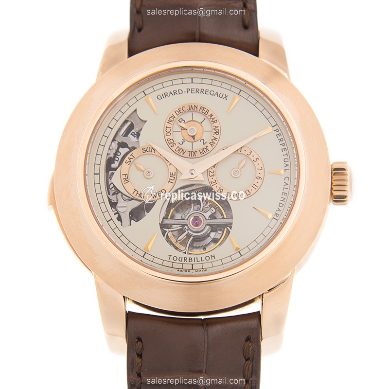 Girard Perregaux 99741-52-831-BAEA Manual Wind Replica, 18kt Gold Case & White Dial Watch