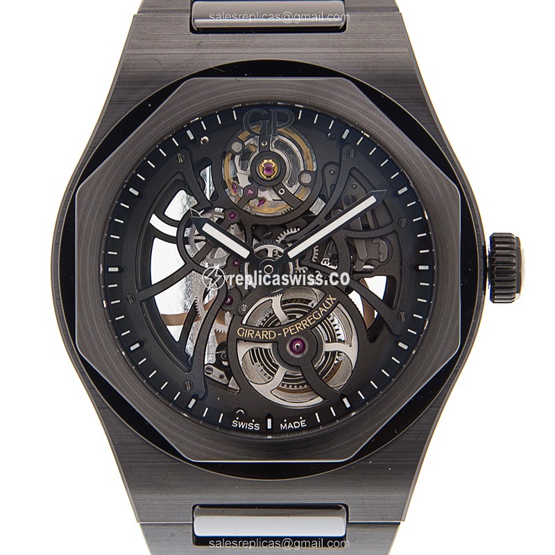 Girard Perregaux LAUREATO Replica | Automatic Movement | Black Ceramic Case & Dial Watch