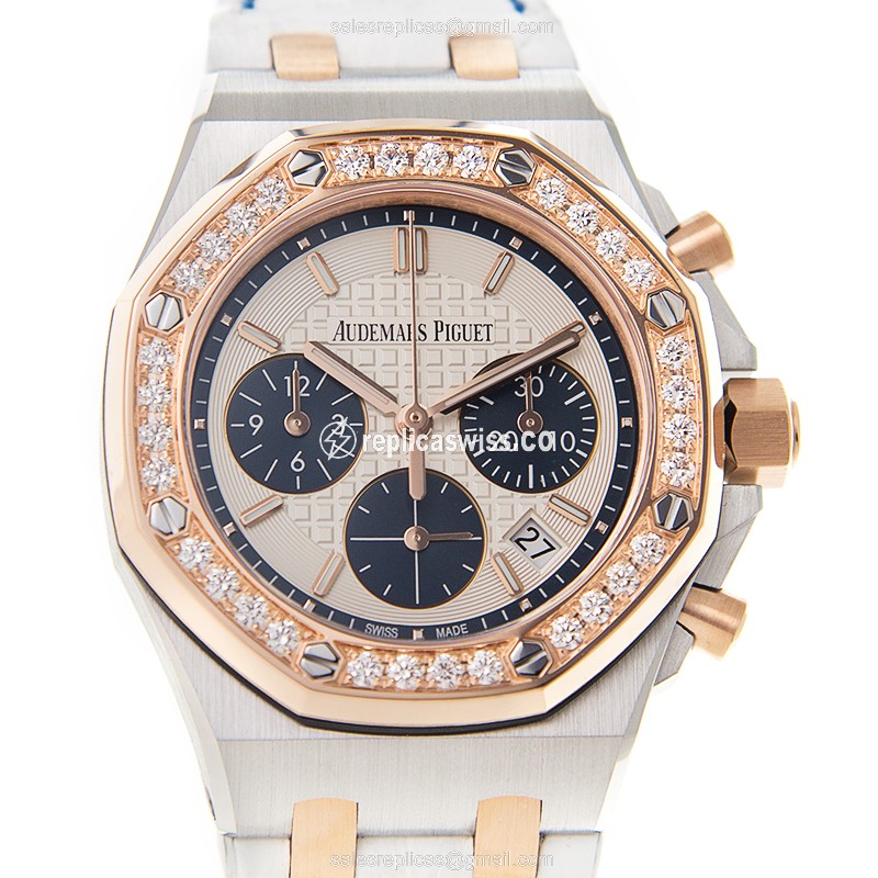 Glamorous Audemars Piguet ROYAL OAK Replica in 18kt Rose Gold with Automatic Movement & Alligator