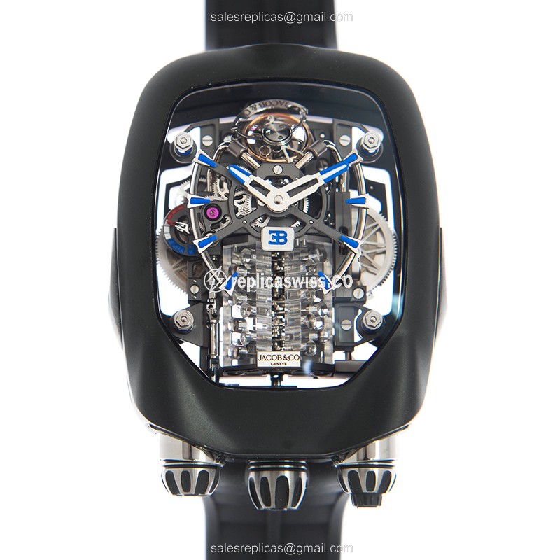 Glamorous Black Dial Jacob & Co BU200.21.AE.AB.ABQFA Tourbillon Titanium Automatic Replica Watch