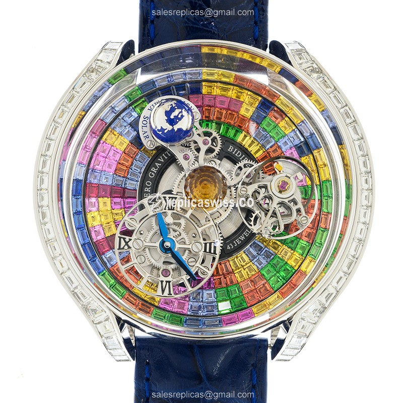 Glamorous Jacob & Co. AS800.30.BD.UC.ABALA Solar Replica in 18kt White Gold, Showcase Skull Dial &