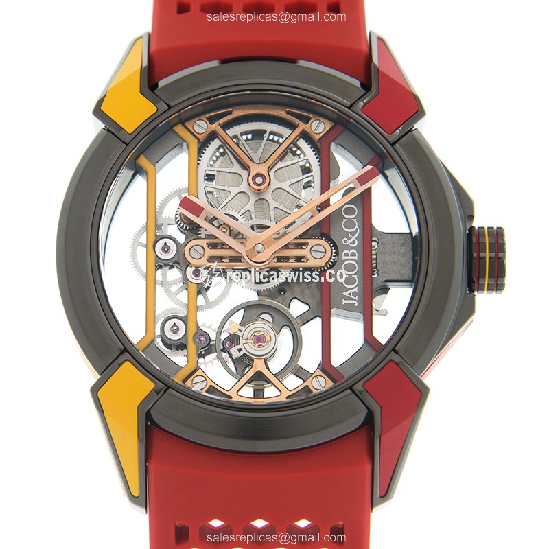 Glamorous Jacob & Co. EX100.21 Replica Watch | Manual Wind | Titanium Case | Skull Dial