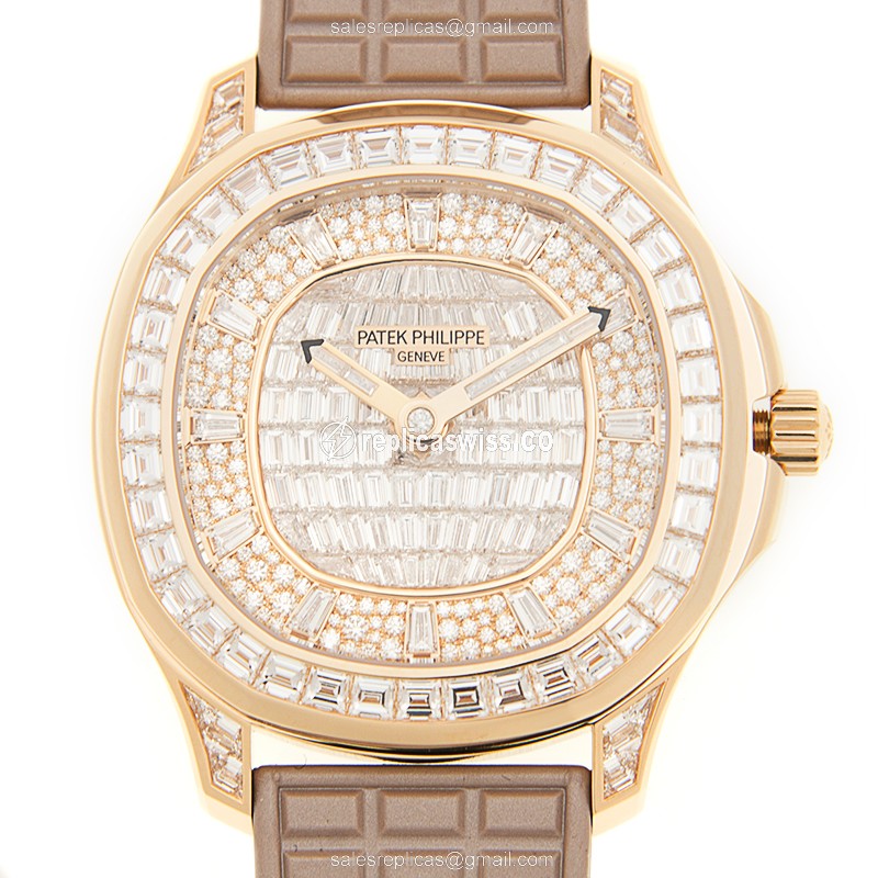 Glamorous Patek Philippe 5062/450R-001 Aquanaut Replica in 18kt Rose Gold with Sparkling Diamond