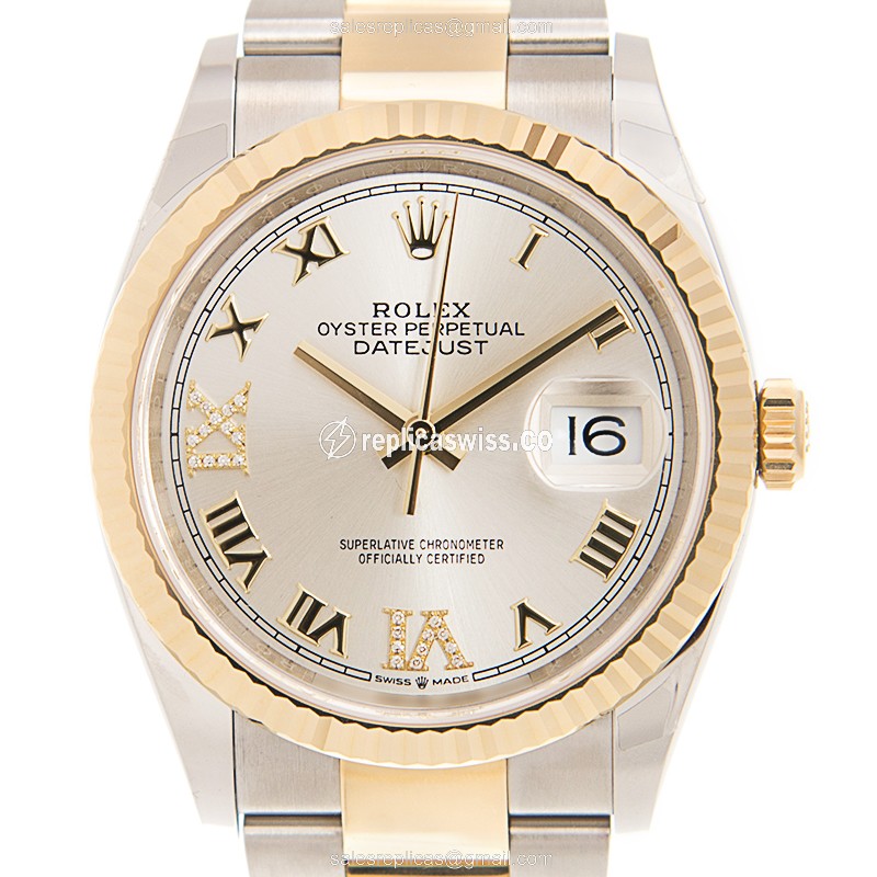Glamorous Rolex Datejust Replica in 18kt Steel, Automatic Movement, & Silver Dial Watch
